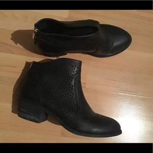 Black pleather ankle booties